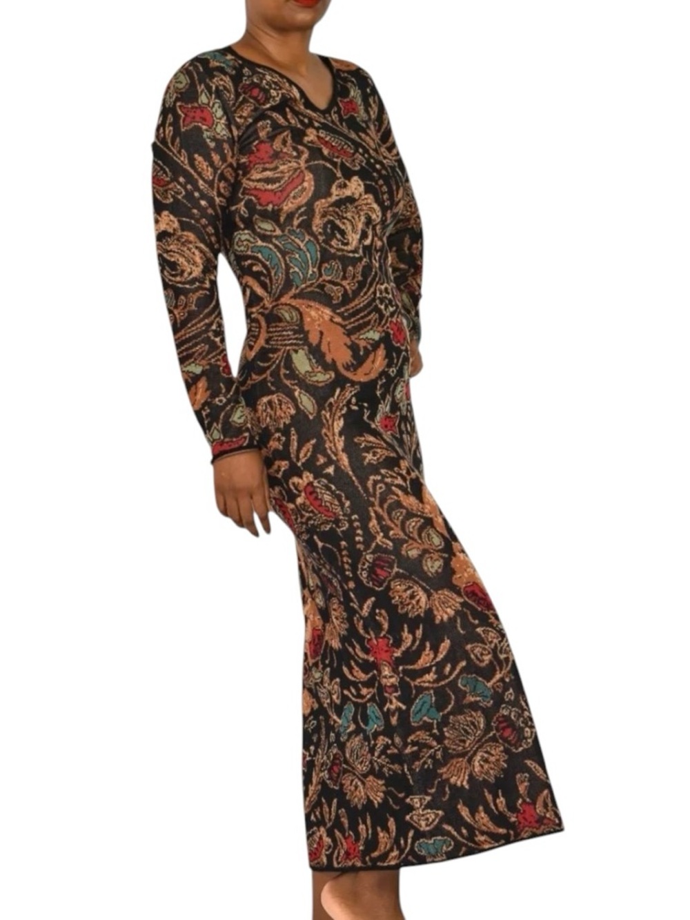 Peruvian Collection, Prima Cotton Knit  V Neck Maxi